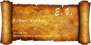 Ecker Viktor névjegykártya